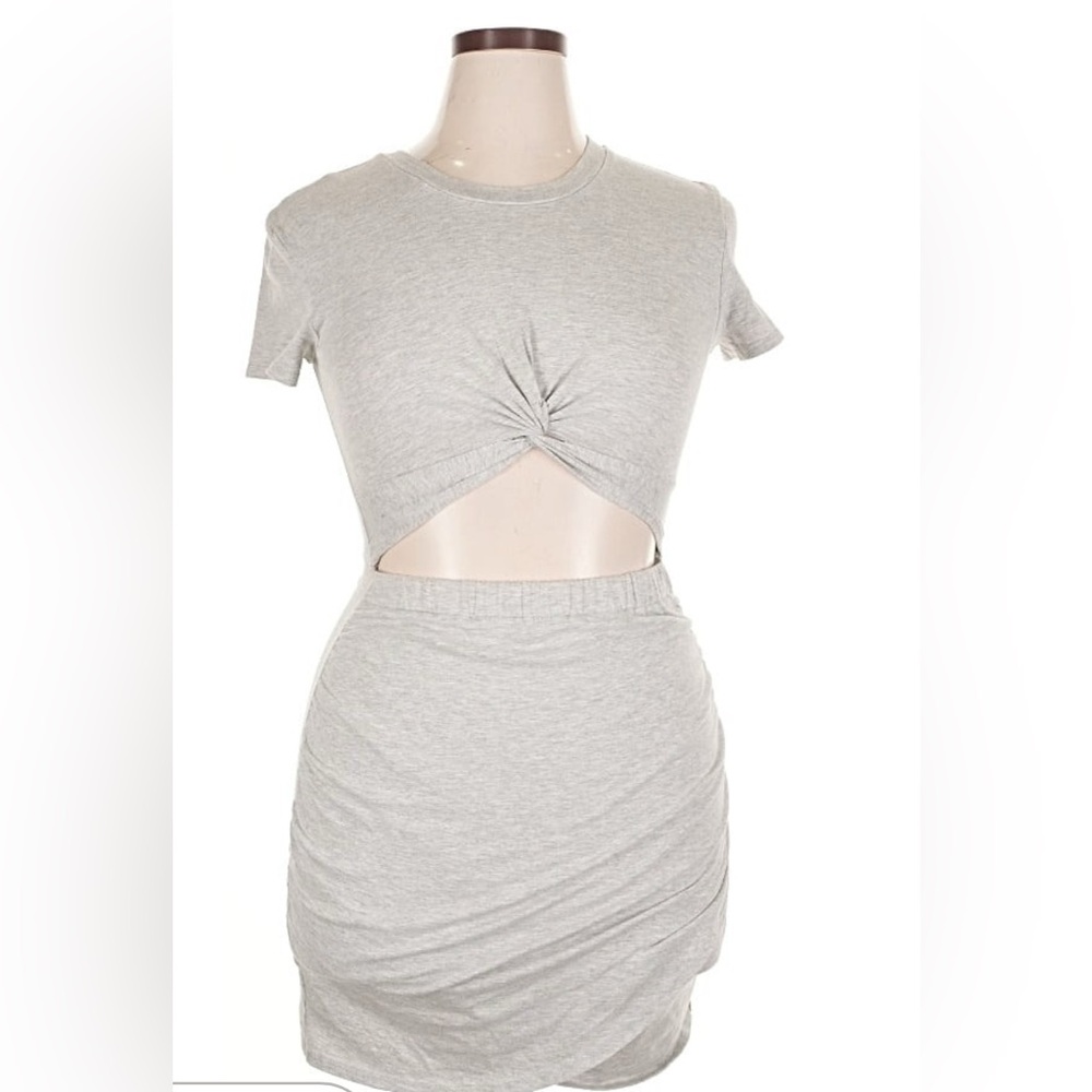 Ellen | Anne Gray Twist-Front cutout t-shirt Dress size small